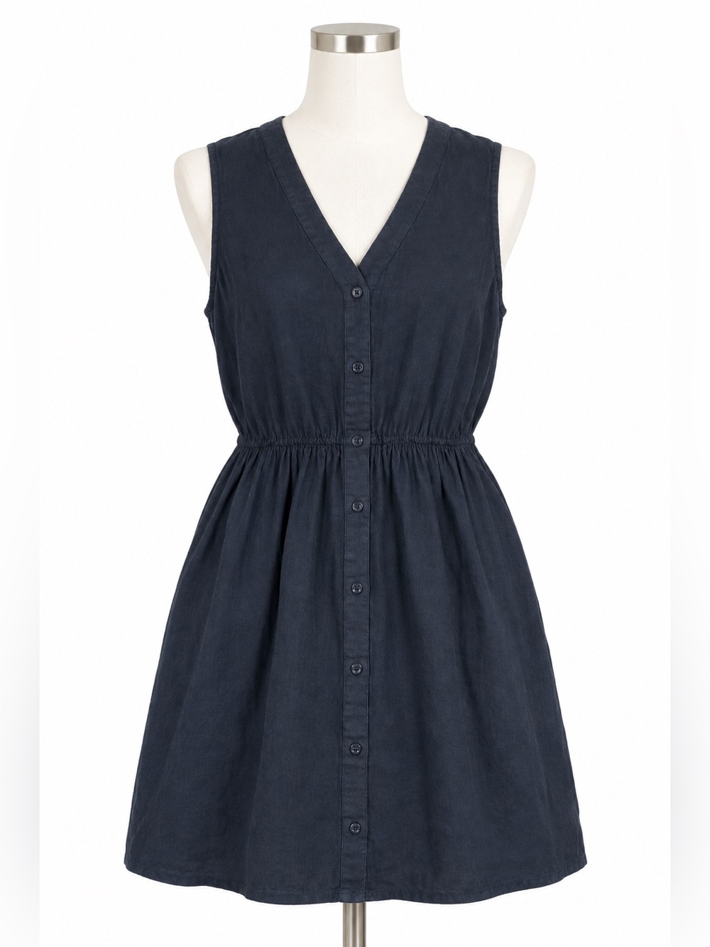 PACT Organic Cotton Black Button Front Fit & Flare Dress Size L Midi